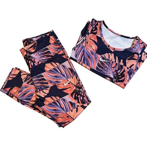 🔆 Nike Dri-Fit Fast SET Crop High Rise Drawstring Tights w/ Matching Top - Large - Picture 2 of 9